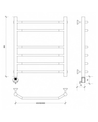 Полотенцесушитель электрический 670х432 ТЭН левый Secado Агата 5 4603777450595
