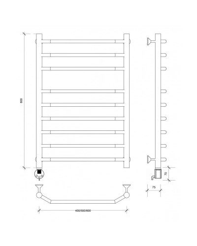 Полотенцесушитель электрический 870х532 ТЭН левый Secado Агата 5 4603759402437
