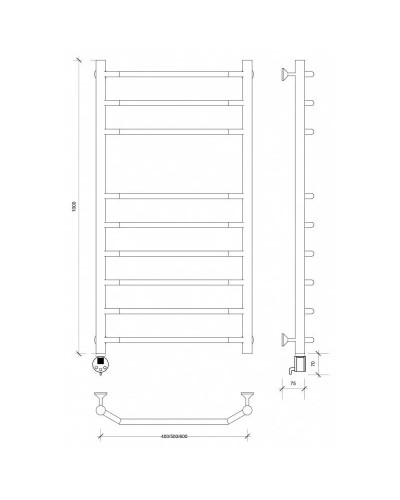 Полотенцесушитель электрический 1070х632 ТЭН левый Secado Агата 5 4603777450694