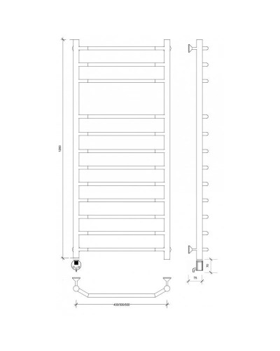 Полотенцесушитель электрический 1270х432 ТЭН левый Secado Агата 5 4603777450717