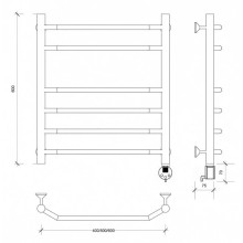 Полотенцесушитель электрический 670х432 ТЭН правый Secado Агата 5 4603777450601