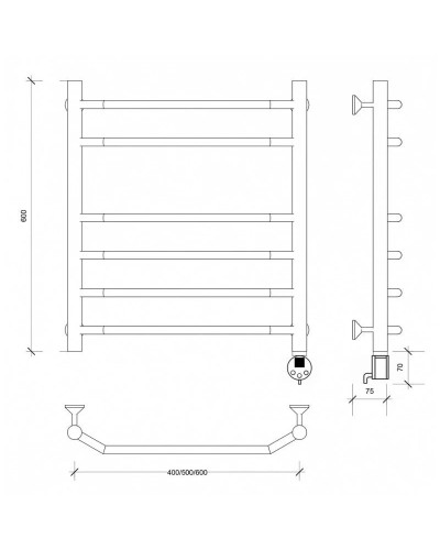 Полотенцесушитель электрический 670х532 ТЭН правый Secado Агата 5 4603759408187