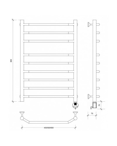 Полотенцесушитель электрический 870х632 ТЭН правый Secado Агата 5 4603777450663