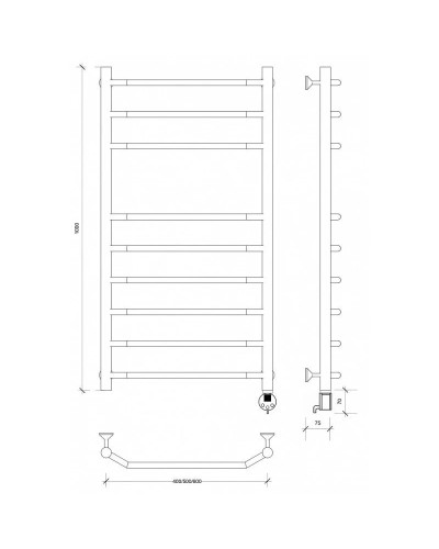 Полотенцесушитель электрический 1070х532 ТЭН правый Secado Агата 5 4603759408200