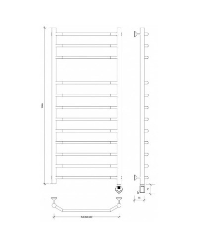 Полотенцесушитель электрический 1270х632 ТЭН правый Secado Агата 5 4603777450748