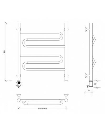 Полотенцесушитель электрический 670х632 ТЭН левый Secado Валенсия 1 4603777453596