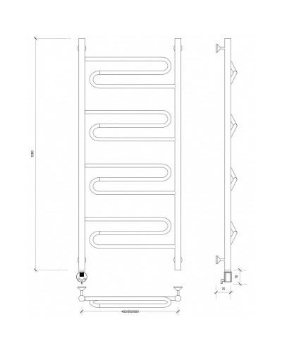 Полотенцесушитель электрический 1270х532 ТЭН левый Secado Валенсия 1 4603759405452