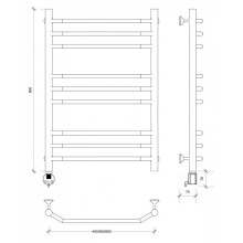 Полотенцесушитель электрический 870х432 ТЭН левый Secado Агата 3 4603777450335