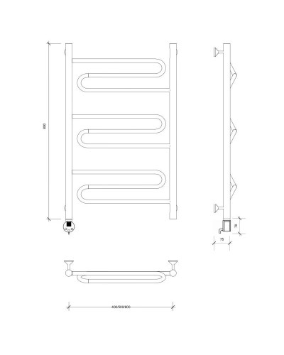 Полотенцесушитель электрический 870х432 ТЭН левый Secado Валенсия 1 4603777453619