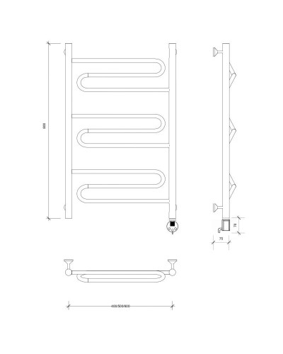Полотенцесушитель электрический 870х532 ТЭН правый Secado Валенсия 1 4603759408231