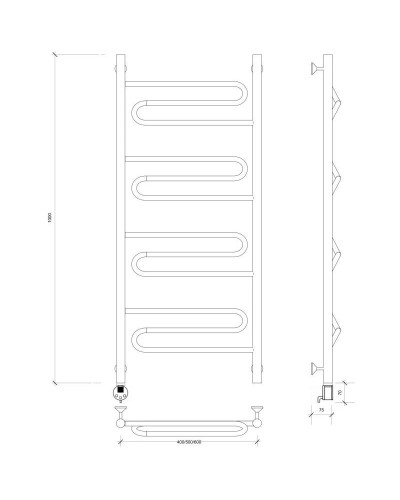 Полотенцесушитель электрический 1070х632 ТЭН левый Secado Валенсия 1 4603777453671