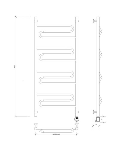 Полотенцесушитель электрический 1070х432 ТЭН правый Secado Валенсия 1 4603777453664