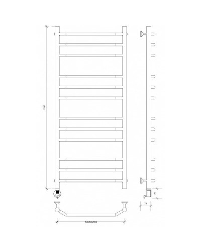 Полотенцесушитель электрический 1270х432 ТЭН левый Secado Агата 3 4603777450397
