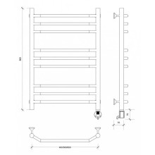Полотенцесушитель электрический 870х532 ТЭН правый Secado Агата 3 4603759408118