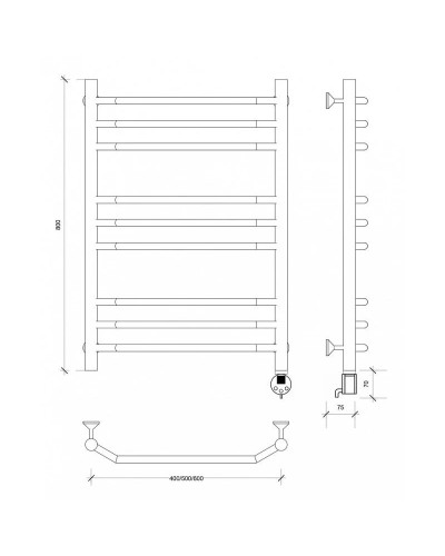 Полотенцесушитель электрический 870х632 ТЭН правый Secado Агата 3 4603777450342