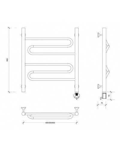 Полотенцесушитель электрический 670х432 ТЭН правый Secado Валенсия 1 4603777453589
