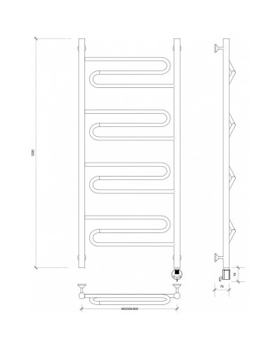 Полотенцесушитель электрический 1270х432 ТЭН правый Secado Валенсия 1 4603777453701
