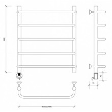 Полотенцесушитель электрический 670х532 ТЭН левый Secado Мерида 1 4603759405872