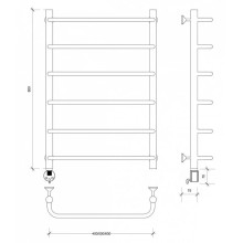 Полотенцесушитель электрический 870х632 ТЭН левый Secado Мерида 1 4603777452094