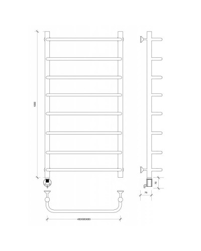 Полотенцесушитель электрический 1070х632 ТЭН левый Secado Мерида 1 4603777452131