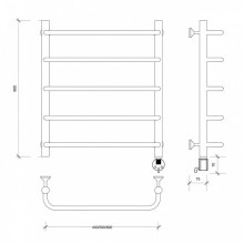 Полотенцесушитель электрический 670х432 ТЭН правый Secado Мерида 1 4603777452049