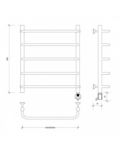 Полотенцесушитель электрический 670х532 ТЭН правый Secado Мерида 1 4603759408545