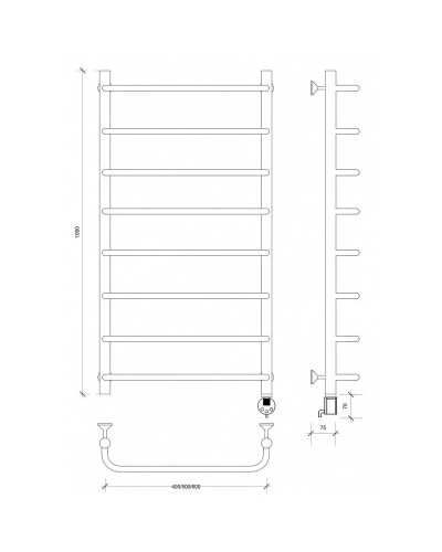 Полотенцесушитель электрический 1070х432 ТЭН правый Secado Мерида 1 4603777452124