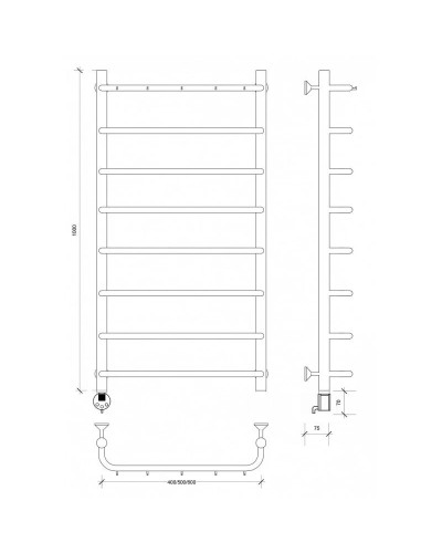 Полотенцесушитель электрический 1070х632 ТЭН левый Secado Мерида 1К 4603777452292