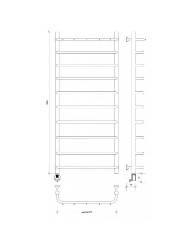 Полотенцесушитель электрический 1270х632 ТЭН левый Secado Мерида 1К 4603777452339