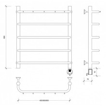 Полотенцесушитель электрический 670х432 ТЭН правый Secado Мерида 1К 4603777452209