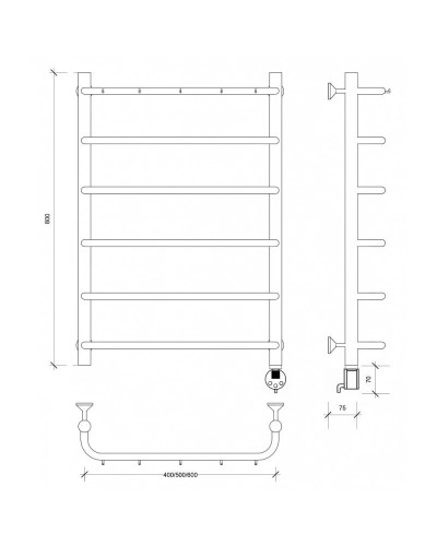 Полотенцесушитель электрический 870х532 ТЭН правый Secado Мерида 1К 4603777458676