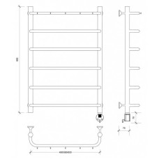 Полотенцесушитель электрический 870х632 ТЭН правый Secado Мерида 1К 4603777452261