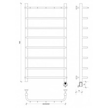 Полотенцесушитель электрический 1070х432 ТЭН правый Secado Мерида 1К 4603777452285