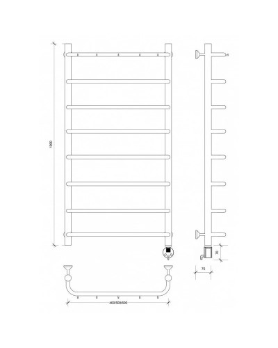 Полотенцесушитель электрический 1070х432 ТЭН правый Secado Мерида 1К 4603777452285