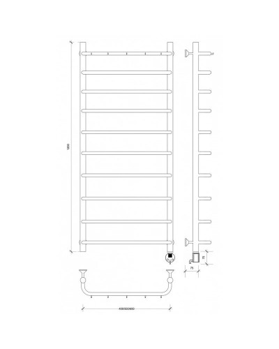 Полотенцесушитель электрический 1270х632 ТЭН правый Secado Мерида 1К 4603777452346