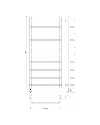 Полотенцесушитель электрический 1270х432 ТЭН левый Secado Мерида 1 4603777452155