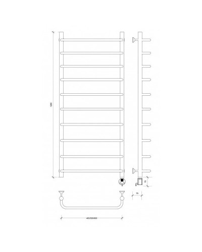 Полотенцесушитель электрический 1270х532 ТЭН правый Secado Мерида 1 4603759408576