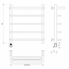 Полотенцесушитель электрический 670х532 ТЭН левый Secado Мерида 1СП 4603759405957