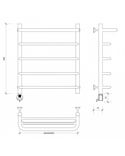 Полотенцесушитель электрический 670х532 ТЭН левый Secado Мерида 1СП 4603759405957