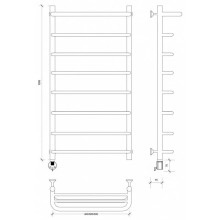 Полотенцесушитель электрический 1070х532 ТЭН левый Secado Мерида 1СП 4603759402796