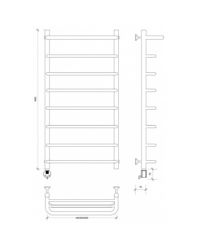 Полотенцесушитель электрический 1070х632 ТЭН левый Secado Мерида 1СП 4603777452452