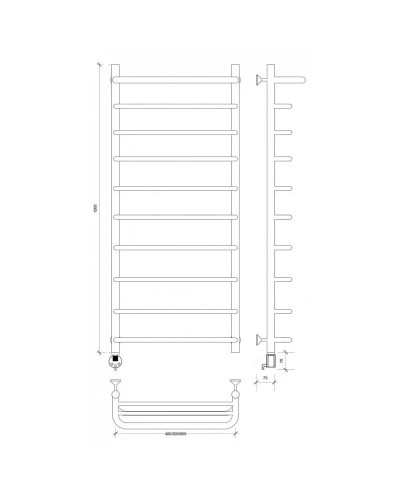 Полотенцесушитель электрический 1270х432 ТЭН левый Secado Мерида 1СП 4603777452476