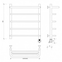 Полотенцесушитель электрический 670х632 ТЭН правый Secado Мерида 1СП 4603777452384