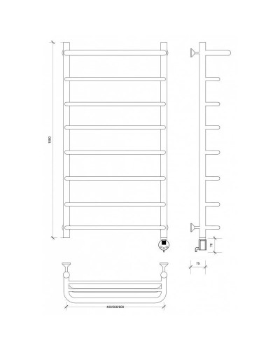 Полотенцесушитель электрический 1070х432 ТЭН правый Secado Мерида 1СП 4603777452445