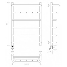 Полотенцесушитель электрический 870х432 ТЭН левый Secado Мерида 1КСП 4603777452551