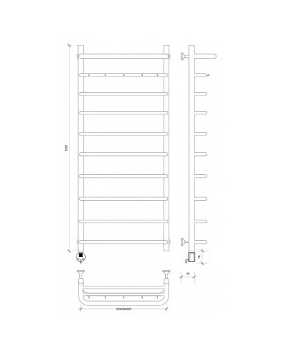 Полотенцесушитель электрический 1270х632 ТЭН левый Secado Мерида 1КСП 4603777452650