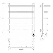 Полотенцесушитель электрический 670х532 ТЭН правый Secado Мерида 1КСП 4603777440183