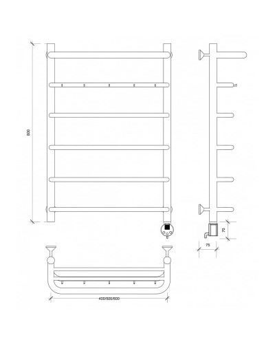 Полотенцесушитель электрический 870х432 ТЭН правый Secado Мерида 1КСП 4603777452568