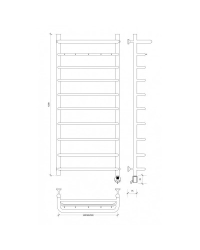 Полотенцесушитель электрический 1270х432 ТЭН правый Secado Мерида 1КСП 4603777452643