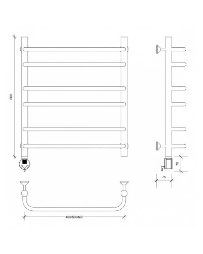 Полотенцесушитель электрический 670х432 ТЭН левый Secado Мерида 2 4603777452674